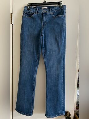 Levi's blue denim jeans with tan leather patch